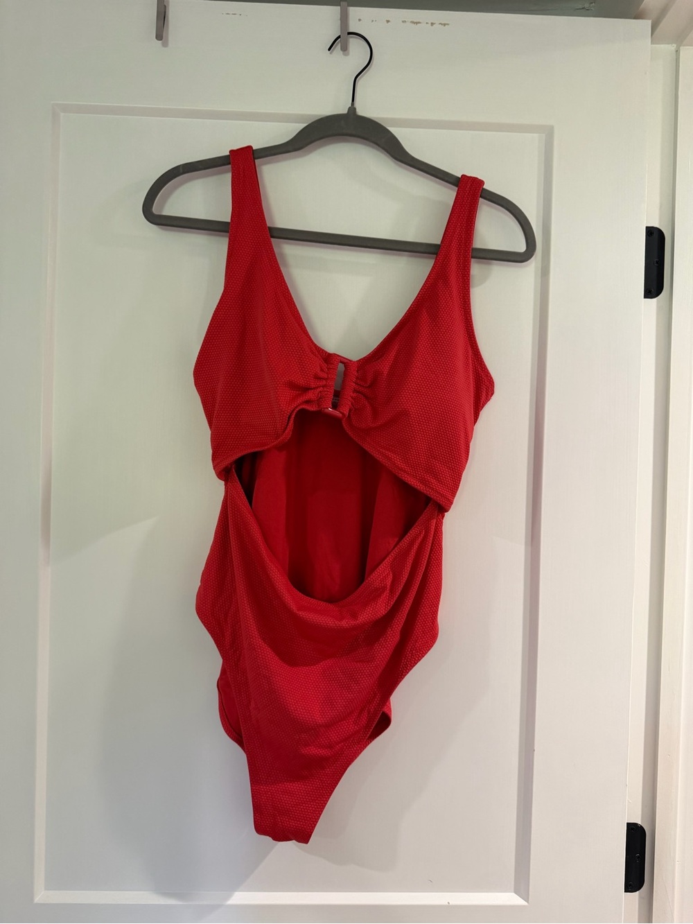 Old Navy Red Textured One-Piece Swimsuit with Front Knot Detail